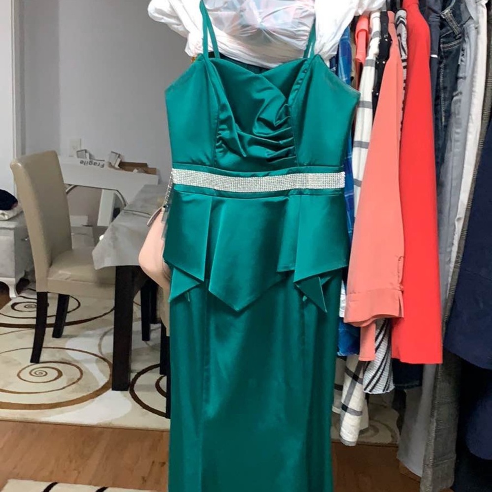 Elegant Green Satin Dress